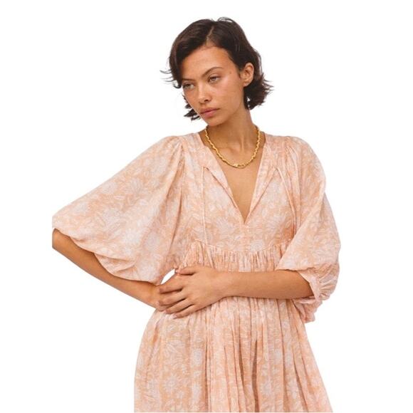 Daughters of India Kyra Maxi Dress Apricot Size XL Floral Boho Romantic - Picture 13 of 13